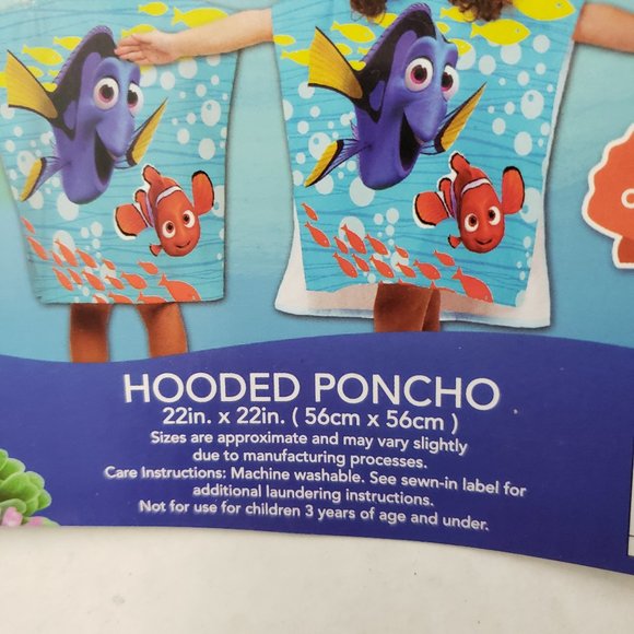 New Disney Pixar FINDING DORY Hooded Poncho Cotton Nemo Towel 22" - Picture 5 of 6